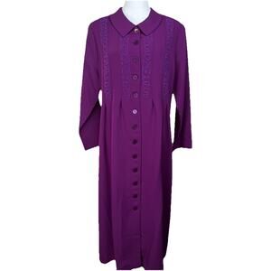 Women's Sue Brett Collection Dress Sz A4 14/16 Midi Purple 3/4 Sleeves Dressy